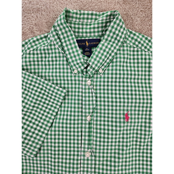 Ralph Lauren Other - Ralph Lauren Emerald and White Short-sleeved Gingham Oxford Button-down Shirt